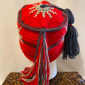 Mosaic Tile Hat: Crocheted Fez-Style Fringed Winter Hat image 4
