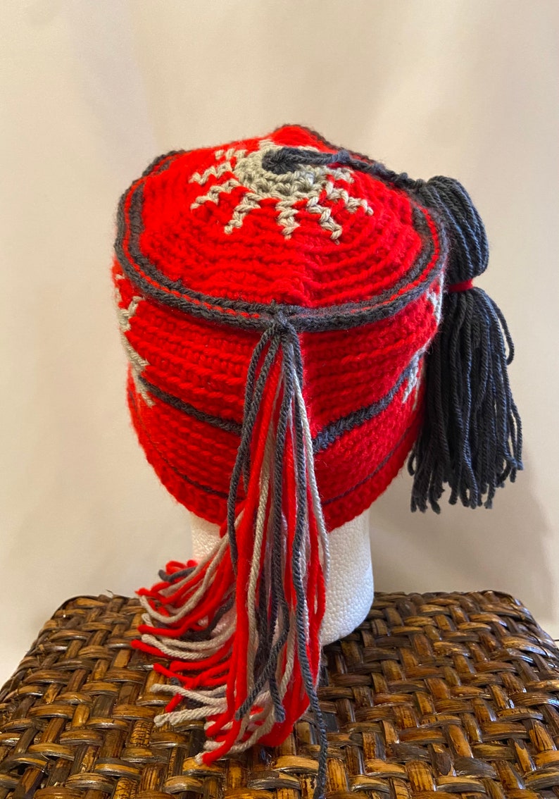 Mosaic Tile Hat: Crocheted Fez-Style Fringed Winter Hat image 4
