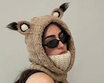 Capucha balaclava handmade a crochet - FOX