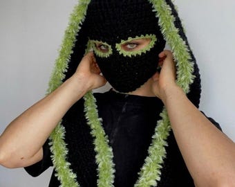 BALACLAVA - handmade crocheted. BUNNY style with soft ears