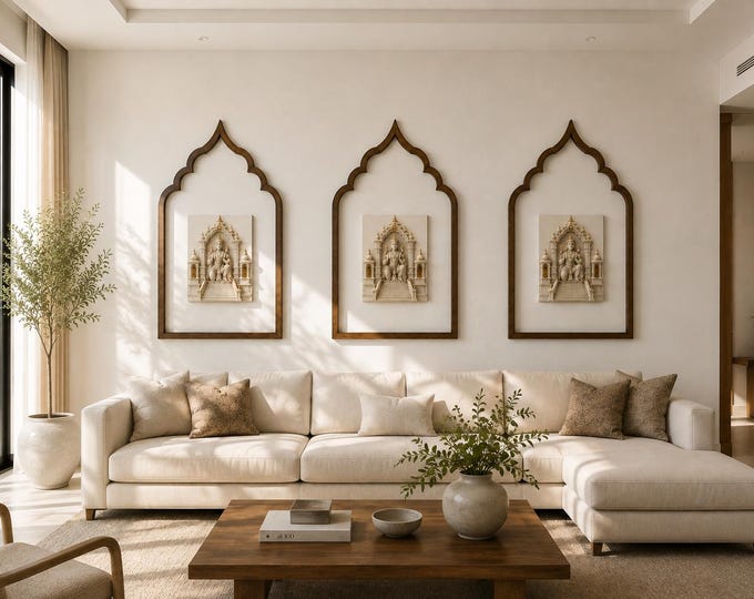 Featured listing image: Traditional Ethnic style MDF Wall Panel Kit | DIY Wall Molding Frame Set