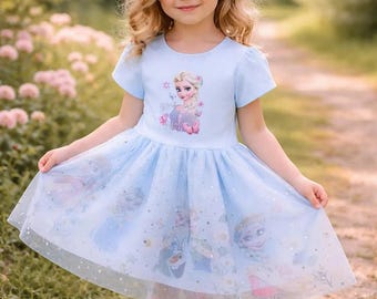 Vestido de Elsa de Frozen, vestido de princesa inspirado en Elsa para niñas, atuendo de fiesta de la Reina de las Nieves, vestido de la Reina de Hielo para niñas como regalo de cumpleaños, regalo para fans de Elsa.