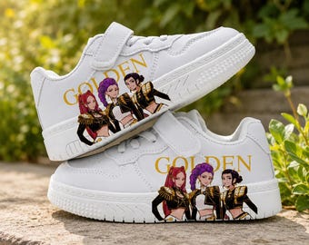 K Pop Demon Hunter Kids Shoes, K Pop Anime Inspired Kids Sneakers, Custom K Pop Inspired Graphic Sneakers For Kids, Gift For K Pop Fans.