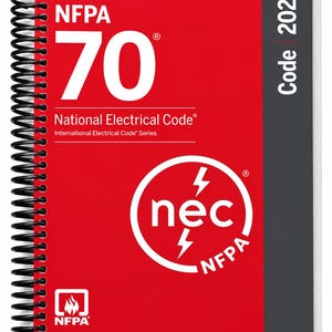 May include: A spiral-bound NFPA 70 National Electrical Code 2026 book with a red cover, black spine area, and white text. The front features the large number 70, the NEC logo with lightning bolts, and the NFPA flame icon in the bottom corner.