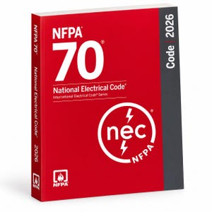 May include: A red and dark gray book titled NFPA 70 National Electrical Code 2026. The cover features large white text, the NFPA logo, and a circular nec logo with lightning bolt symbols. The spine displays the title and the year 2026 clearly.