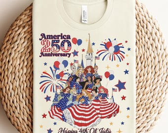 Camiseta patriótica del 4 de julio de Disney Princess Group, camiseta del 4 de julio de WDW Disney Family America, camiseta sin mangas roja, blanca y azul de EE. UU.