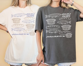 Camiseta Comfort Colors con el mensaje "Me suena bastante socialista", camiseta divertida de Jesús, camiseta "Jesús era liberal", camiseta sutilmente anti-Trump, sudadera política.
