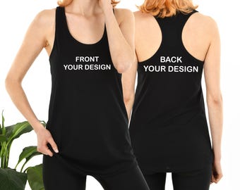 Camiseta sin mangas personalizada por delante y por detrás, camiseta personalizada, ropa con texto inspirador, camiseta con texto personalizado, camiseta personalizada por delante y por detrás, conjunto con texto personalizado