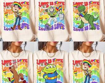 Comfort Colors  Disney All Characters LGBT Shirt, Mickey and Friends Stitch Chip Dale Gay Lesbian Tee, Pride Support Matching Crewneck