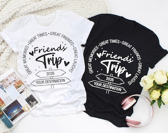 Viaje de amigos 2026, Camiseta personalizada de vacaciones para amigos, Camisetas a juego con destino personalizado, Conjunto de viaje para amigos, Camisetas para el grupo de amigos