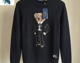 Polo Ralph Lauren Teddybär Pullover Herren Schwarz Stricken , Polo Sweatshirt