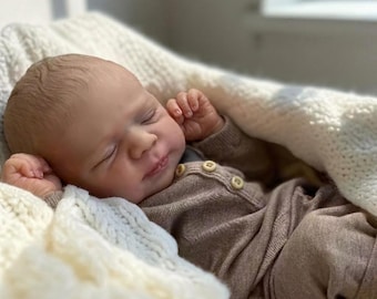 Lebensechte Ganzkörper-Silikon Reborn Baby Doll 19 Zoll Realistisch Schlafen Neugeborenes Handgemachtes Baby Art Doll Geschenk
