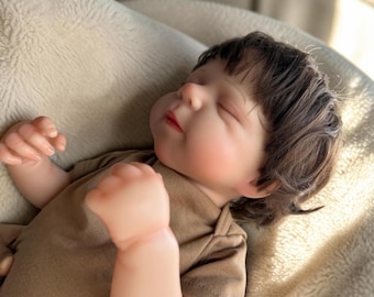 Lebensechtes Reborn Baby Doll 19 Zoll, realistisches Vollsilikon Baby Mädchen, schlafendes Neugeborenes, handgemachtes Soft Touch Art Doll Geschenk für Sammler