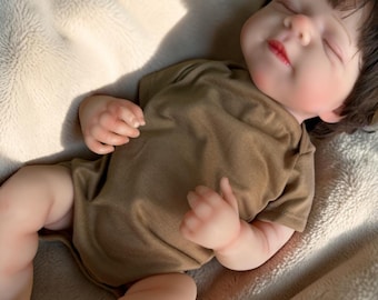 Lifelike Reborn Baby Doll 19 Inch, Realistic Full Silicone Baby Girl, Sleeping Newborn, Handmade Soft Touch Art Doll Gift for Collectors
