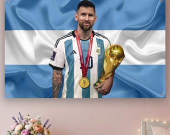 Mesi Argentina Flag | World Cup 2026 Tapestry | Soccer Legend Poster Flag | Football Decor Dorm Frat Room