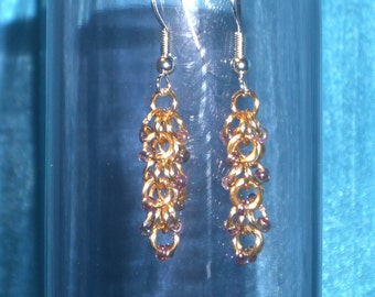 14k Gold Fill Graduated Shaggy Loops Chain Maille Earrings, Gold ...