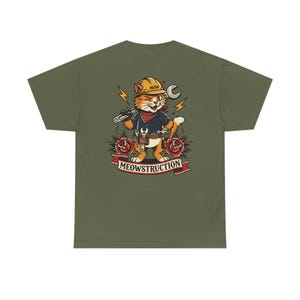 Meowstruction Cat Construction Worker T-Shirt | Toolbelt Kitty Tee image 3