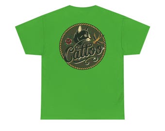 Tattoo Cat Graphic Tee — Retro Black Cat Cattoo Emblem T-Shirt