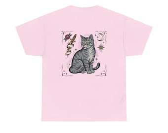 Grey Tabby sitting | Vintage Coffee Badge, Olive Green