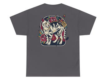 Black Cat with Floral Wreath T-Shirt | Cute Gothic Cat Tee