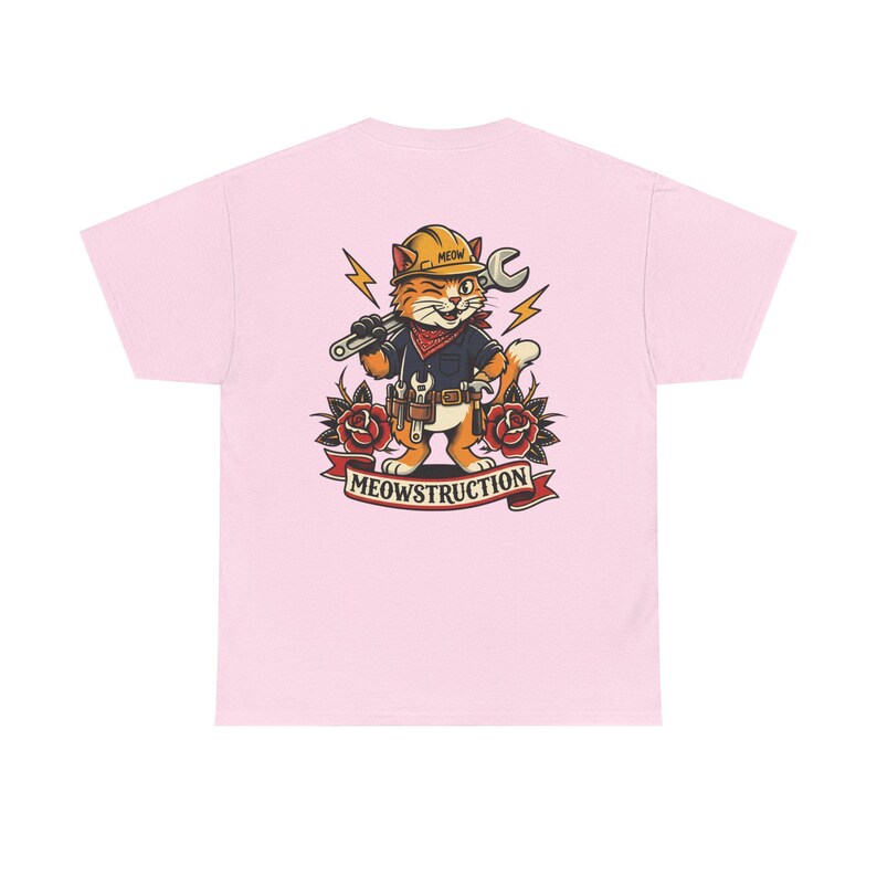 Meowstruction Cat Construction Worker T-Shirt | Toolbelt Kitty Tee image 8