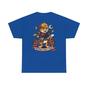 Meowstruction Cat Construction Worker T-Shirt | Toolbelt Kitty Tee image 1