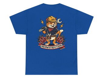 Meowstruction Cat Construction Worker T-Shirt | Toolbelt Kitty Tee