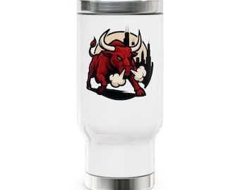 Taza de viaje con la mascota del Toro Rojo Cargando / Acero inoxidable 414 ml