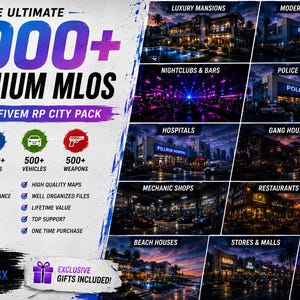 Fivem Mega bundle 1900+ MLO +1000 scripts + 400 weapons + 500 Vehicles + gifts