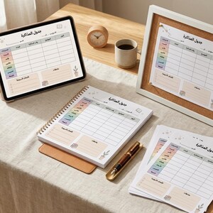 Arabic Study Planner Printable Bundle, Weekly Revision Schedule PDF in 2 Aesthetic Themes (Pastel Rainbow & Sage Green), Student Organizer T