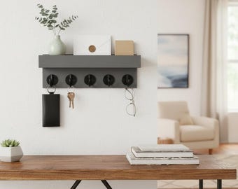 Modern Wall Mounted Organizer Gray and Light Green Minimalist Design Home Office Storage Solution