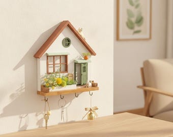Whimsical wooden wall hook with colorful accents - Playful entryway decor and organization - Gift for children