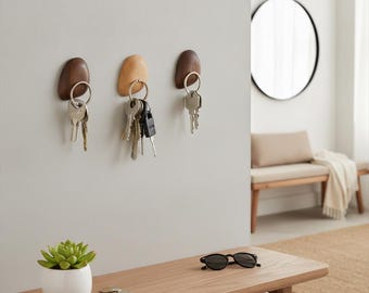 Minimalist Wall Mounted Key Holder with Wooden Hooks Modern Home Organizer for Clutter Free Entryway Decor