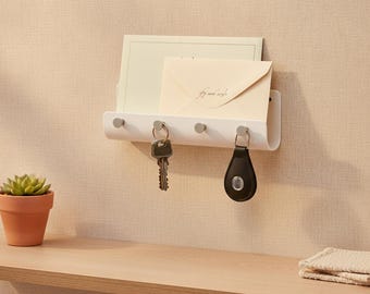 Wall Mounted Plastic Organizer Minimalist Design Horizontal Tray for Mail Keys Entryway Kitchen Decor