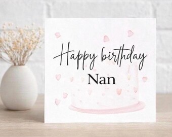 Pink birthday cake card - female relation