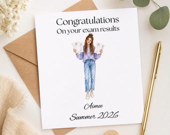 Personalised exam results congratulations card, summer 2026 - female version