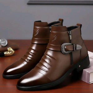 Vintage Navarro Brothers Men\'s ankle Boots Brown Leather Western Buenos Aires 10 JAMES Men main image 3