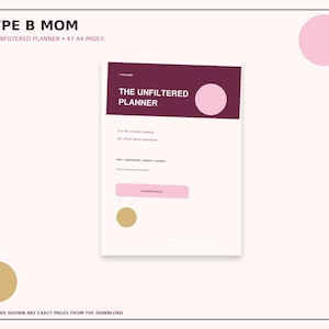 Planer dla mam typu B do druku | Zabawny, niefiltrowany planer dla mam | Obciążenie psychiczne, administracja rodziną, cotygodniowy reset granic | A4 PDF