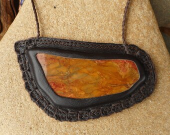 BIG Petrified Wood Statement Necklace Reversible Australian Gemstone Necklace by Ariom Designs
