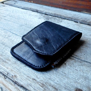 Minimalistische schwarze Leder Brieftasche Recycling Leder Falten über Kartenhalter Weihnachts-Geschenk-Idee