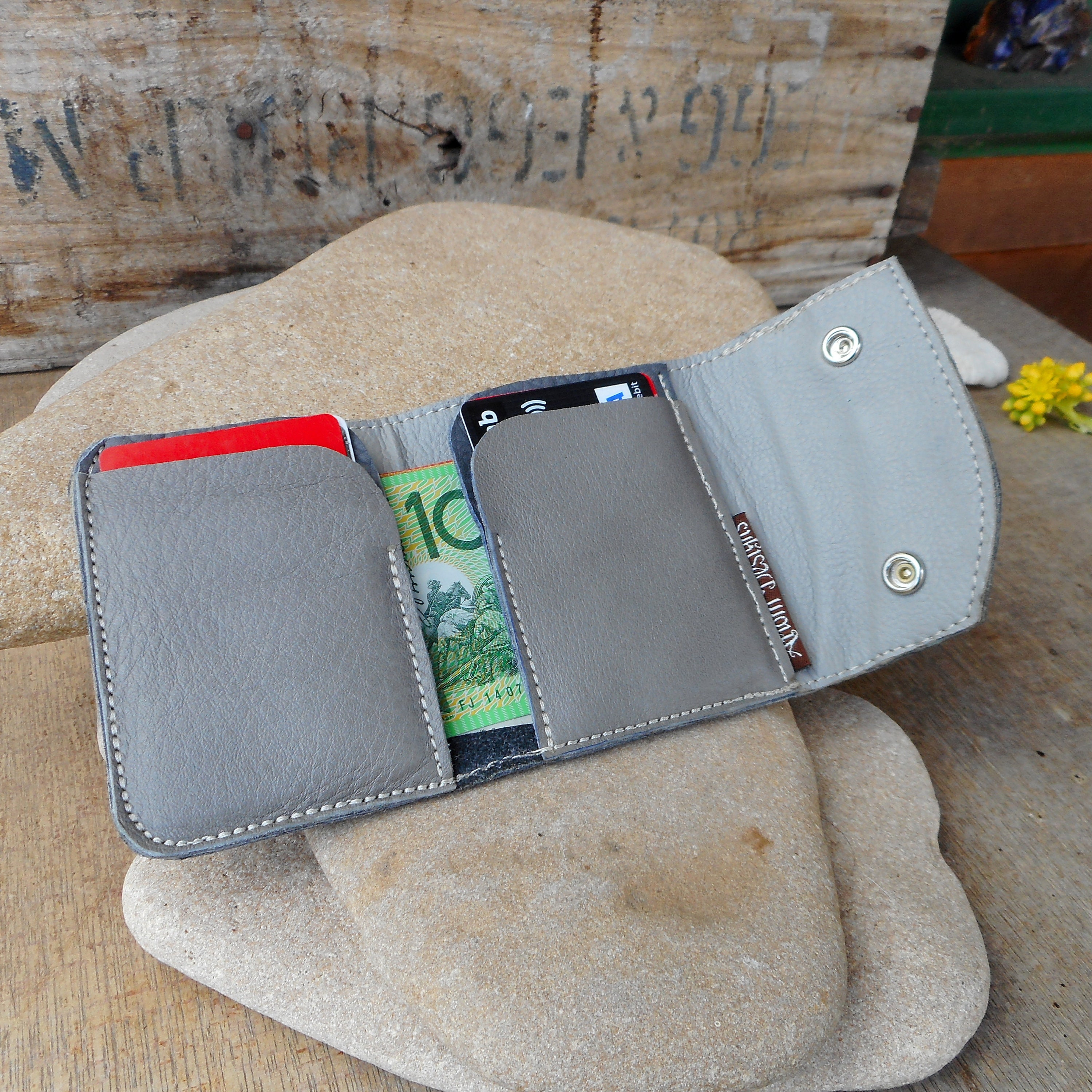 Recycled Leather Wallet Christmas Gift Idea Compact Wallet Etsy