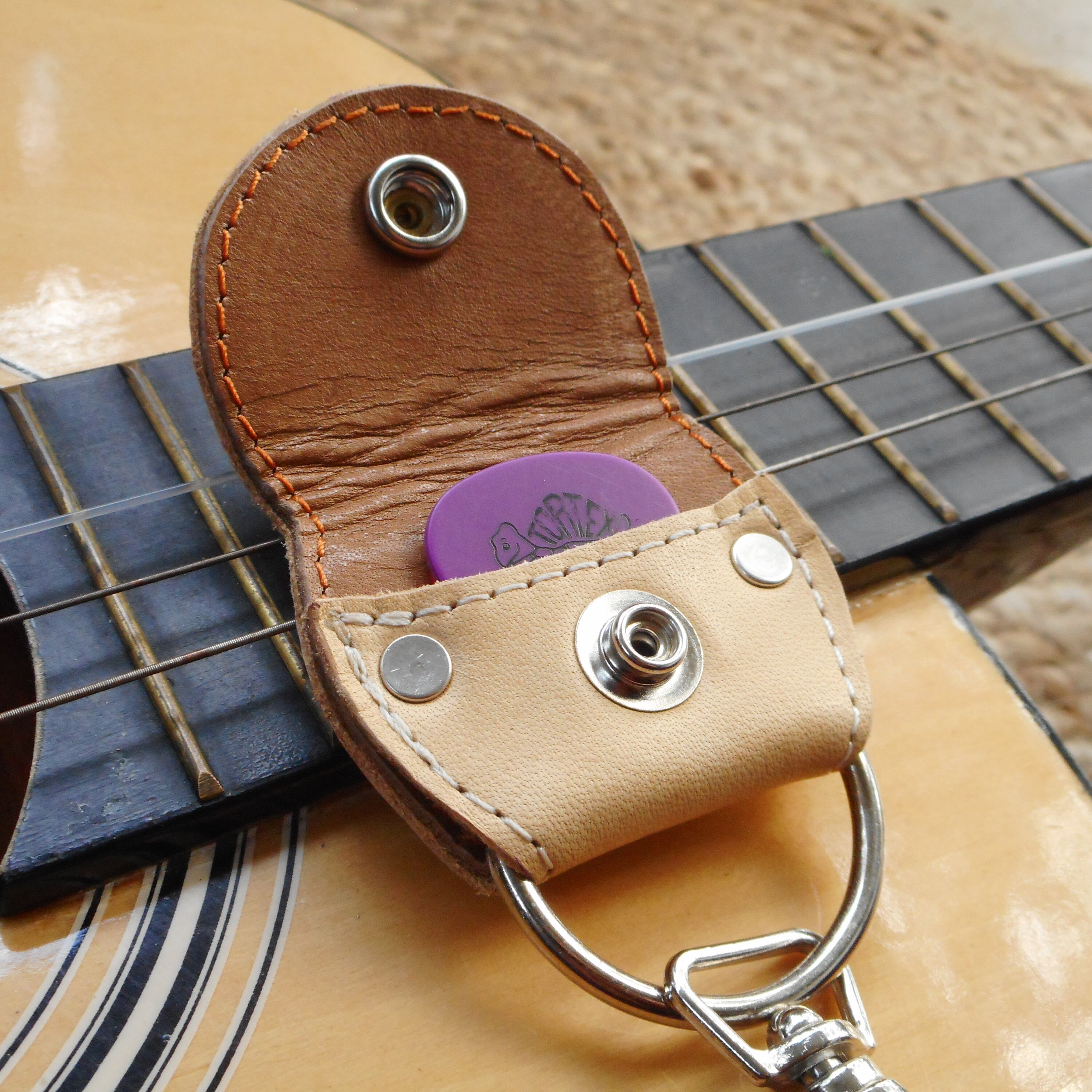 Guitar Pick Case Leather Pick Pouch Keyring Guitarist Tan Etsy Australia