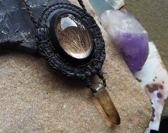 Ethical Natural Moth Wing and Smoky Quartz Jewelry Magnified Wing Pendant Necklace by Ariom Designs