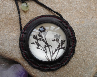 Magnified Pressed Plant Necklace Dried Botanical Pendant Eco Friendly Nature Jewelry by Ariom Designs