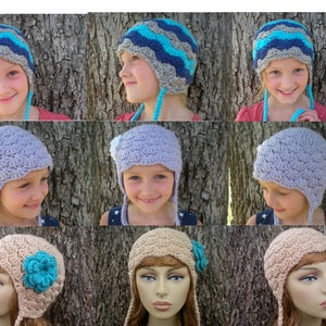 PATTERN: Stellabel Hat Easy Crochet PDF, 3 Sizes, tassels striped flower beanie, lacy shells, InStAnT DoWnLoad, Permission to Sell image 4