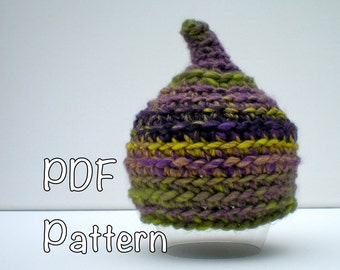 PATTERN:  Pixie Baby hat, gnome elf pointed hat easy crochet PDF InStAnT DoWnLoAd, newborn size, Permission to Sell