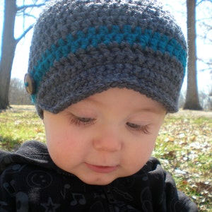 PATTERN: Wiseguy Hat Easy Crochet, All Sizes Newborn to Adult, newsboy, visor button, bow, beanie, InStAnT DoWnLoAd, Permission to Sell image 3