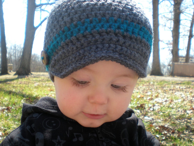 PATTERN: Wiseguy Hat Easy Crochet, All Sizes Newborn to Adult, newsboy, visor button, bow, beanie, InStAnT DoWnLoAd, Permission to Sell image 3