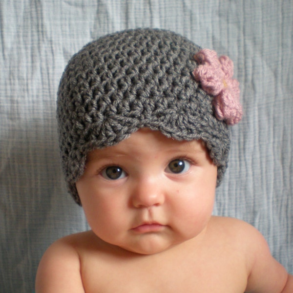 PATTERN:  Lolo Hat- Easy Crochet PDF, Size NB- Adult, scalloped flower beanie, headband & corsage, InStAnT DoWnLoad, Permission to Sell
