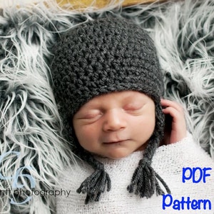 PATTERN: Earflap Hat Easy Crochet, Sizes Newborn to Adult, InStAnT DoWnLoAd, tassels, flower beanie, baby boy girl, Permission to Sell image 4